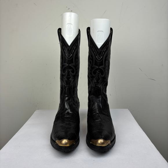 Dan Post Exotic Teju Lizard Western Cowboy Boots Black Men\'s 7 EW main image 8